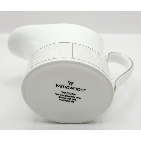 Wedgwood Shagreen Fine Bone China Creamer White Textured Design Platinum Used - Picture 4 of 8